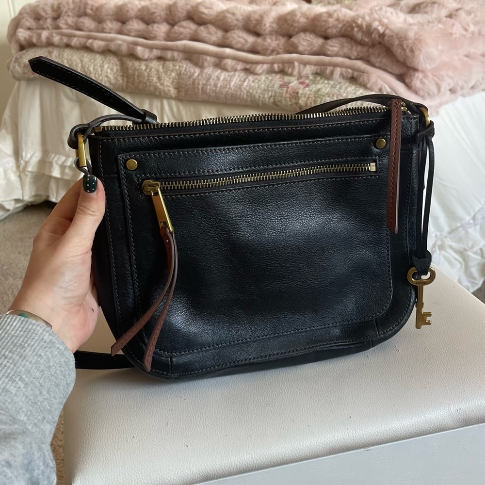 Black Fossil Crossbody